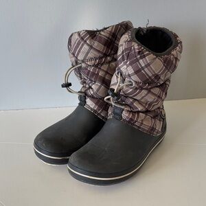Crocs Crocband Winter Puff Boots Plaid Quilted Women Size 6